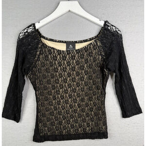 Anxiety Cafe Y2K Lace Top Size L Black Whimsigoth Goth Dark Fairy Grunge Witchy